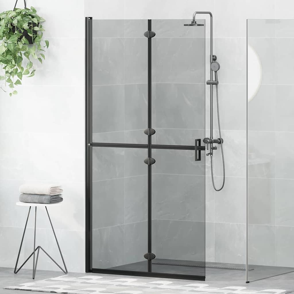 Parete doccia pieghevole walk-in, nero, 100 x 6,5 x 190 cm, con telaio in alluminio e vetro di sicurezza, design salvaspazio per bagni moderni, facile da pulire