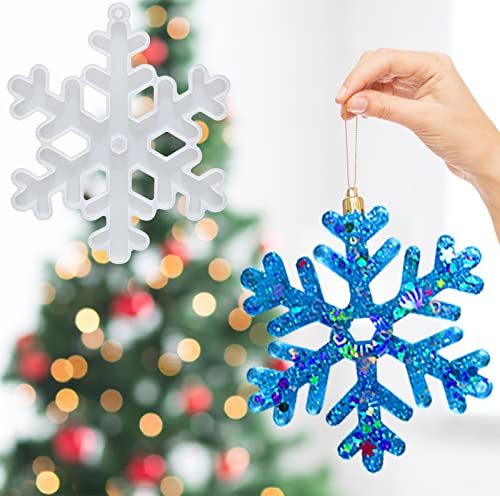 Große Weihnachts-Schneeflocken-Harz-Formen Xmas Anhänger Schmuckherstellung Silikonform Kristall Epoxy Gießform für Weihnachten Party Ornament Dekoration Geschenk DIY Cover