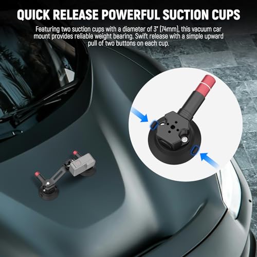 Image of NEEWER Dual Suction Cup Car Mount Kit with 360 Ball Head Magic Arm, Quick Release Air Pump Vacuum Camera Mount with Phone Holder & Action Camera Adapter Compatible with GoPro Insta360 DJI OSMO, CA066