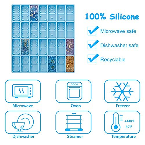 Patelai PATELAI-2414505 Domino Mold For Epoxy Domino Mold For Resin Candy Molds Clay Mold Dominoes Molds 28 Cavities Silicone Mold thumb #2