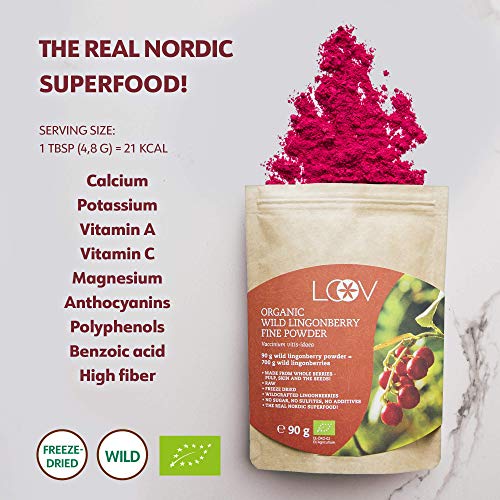 Rode bosbessen poeder, wild, biologisch, 100% heel fruit, wild geplukt uit Noord-Europese bossen, gaat 22 dagen lang mee… - Image 3