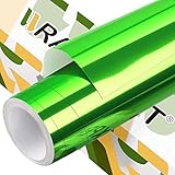 WRAPXPERT Green Chrome Adhesive Vinyl,Chrome Mirror Metallic Vinyl Green No Bubble 12'x5ft,Green Permanent Adhesive Vinyl Roll for Signs Lettering