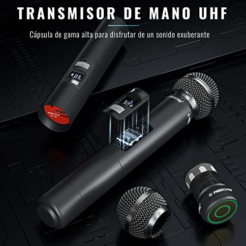 Phenyx Pro Sistema de micrófono inalámbrico profesional, w / 2 de mano, Exploración automática, 2x100 frecuencias UHF, 328 pies de alcance, micrófono dinámico para cantar, karaoke, Iglesia (PTU-71-2H) - imagen 4