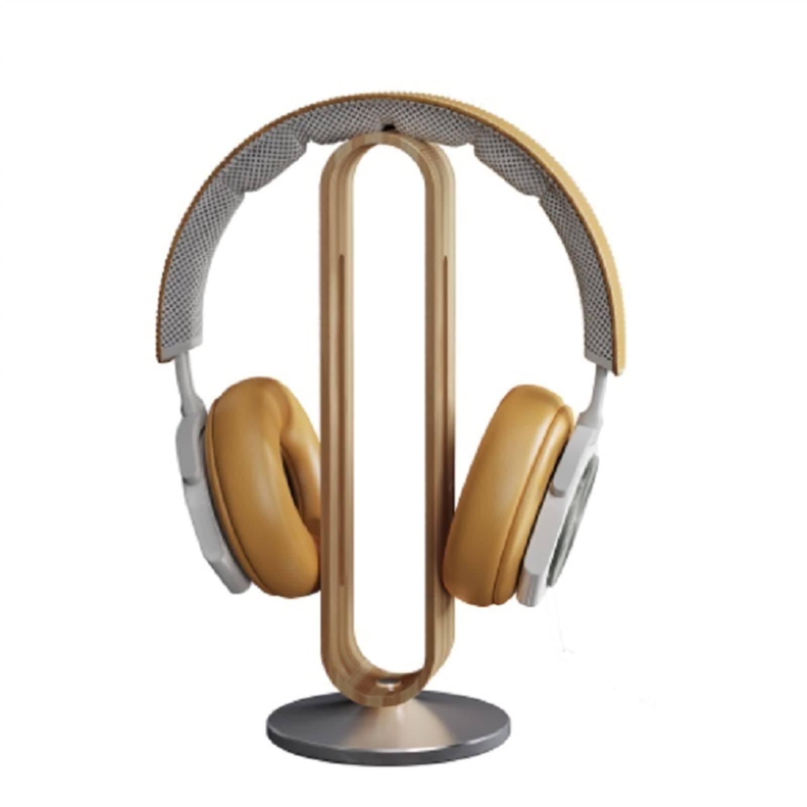 Soporte Auriculares Soporte de madera for auriculares, diseño de arco en forma de U, base antideslizante de aleación de aluminio, soporte de madera for auriculares for escritorio compatible con auricu
