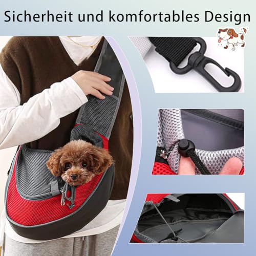 XGOPTS Hundetragetasche Verstellbar Tragetasche Hund bis 5 kg Atmungsaktiv Tragetuch Hund Outdoor Hundetasche für Kleine Hunde Katzen Schwarz
