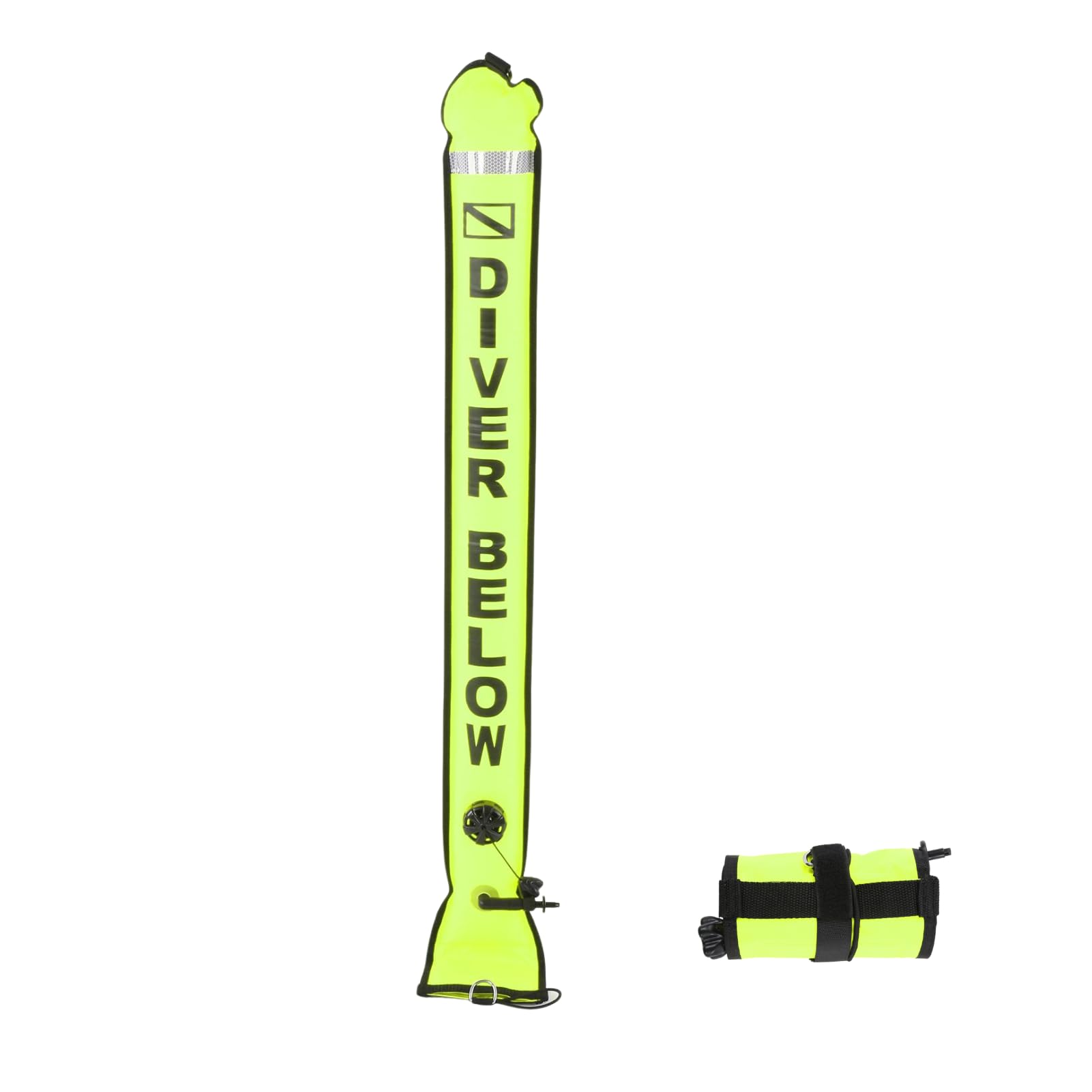Boya de Marcado de Buceo 120 x 15 cm Marcador de Superficie de Buceo de Alta Visibilidad con Cinta Reflectante y Bandera de Buceo