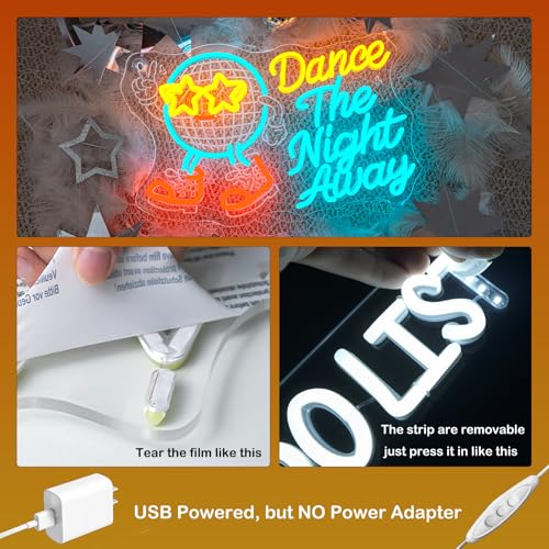 Image of Music Neon Sign Dance The Night Away Neon Disco Ball Light Up Retro Design for Theme Party Bar Dance Vintage Wall Decor Dimmable LED Music Light for Vintage Style Lovers and Dancers