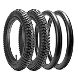 2 Pack 14' Bike Tires 14 X 2.125 57-254 and 2 Pack 14' Bike Tubes 14X1.75/2.125 AV 32mm Schrader Valve Compatible with 14 x 2.125 Bike Tires and Tubes Black(Y705-1)