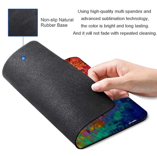Image of Mouse Pad Colorful Tree of Life, Premium-Textured Custom Mouse Mat Design, Washable Mousepad Lycra Cloth, Non-Slip Rubber Base Computer Mouse Pads for Wireless Mouse