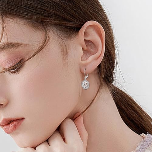 Celtic Knot Earrings for Women Sterling Silver Trinity Love Knot Leverback Earrings Cubic Zirconia Witches Knot Circle Dangle Earrings Lightweight Earring Irish Celtic Jewelry Gift for Birthday4