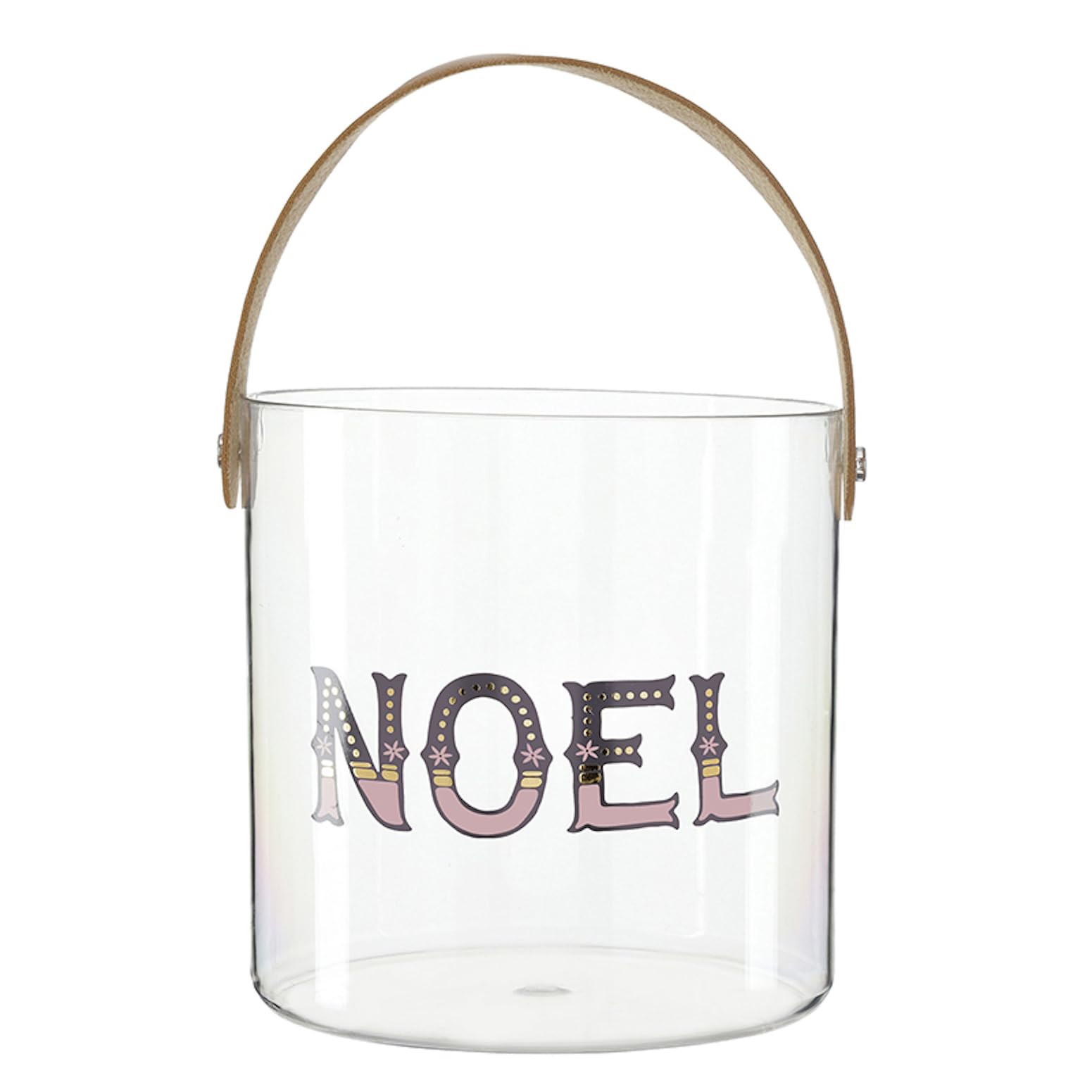 Santa Barbara Design Studio Holiday Acrylic Party Bucket with Handle, 5" Diameter x 5" Tall, Gold Noel