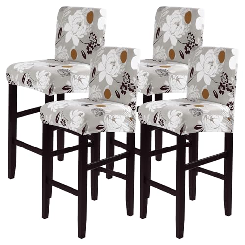 Image of SearchI Bar Stool Covers Set of 4, Stretch Washable Barstool Seat Covers, Counter Height Chair Covers for Kitchen Dining Room Cafe (Booming Flower)