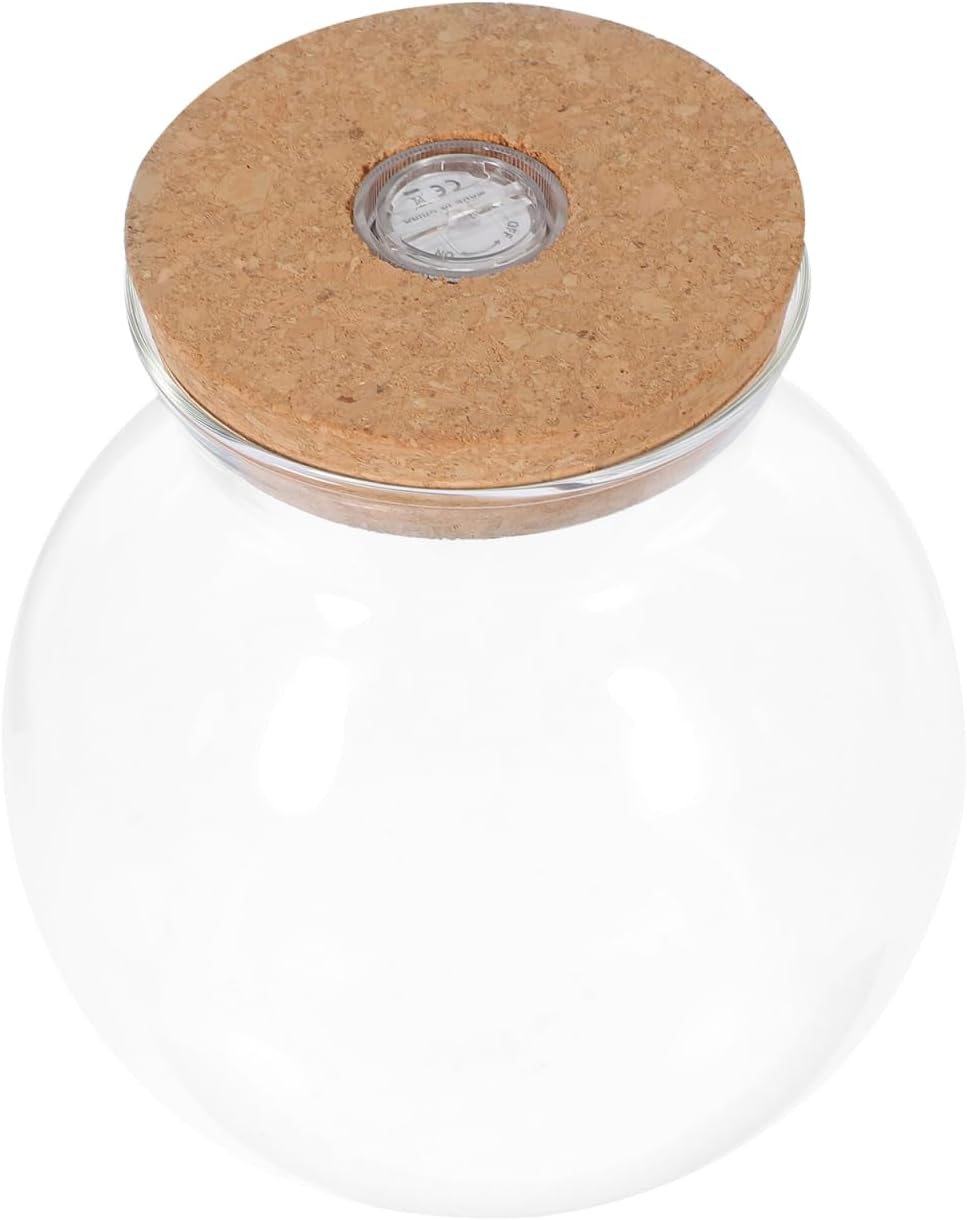 Fish Bowl with LED Light – Small Betta Fish Tank with LED Lighting and Lid Glass Fish Bowl Small Aquarium Small Fish Bowl for DIY Landscape