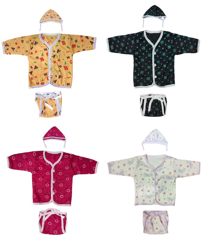 Image of TANGY Hosiery Newborn Baby Boy's and Baby Girls Jhabla Clothing Top Set(Pack of 4)