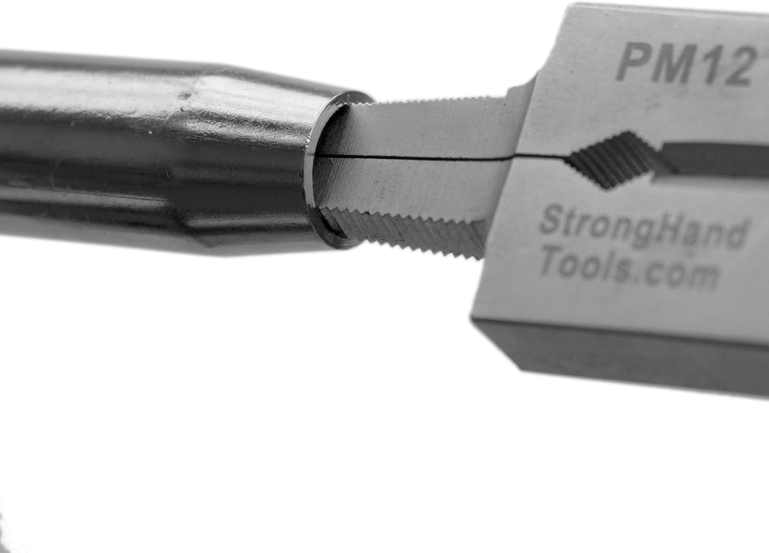 Strong Hand Tools PM12 Deluxe MIG Welding Plier, 8", Rounded & Flat Face Hammer, Fine & Coarse File, Side Pull V-Notch, Retention Chain, Ergonomic Grip