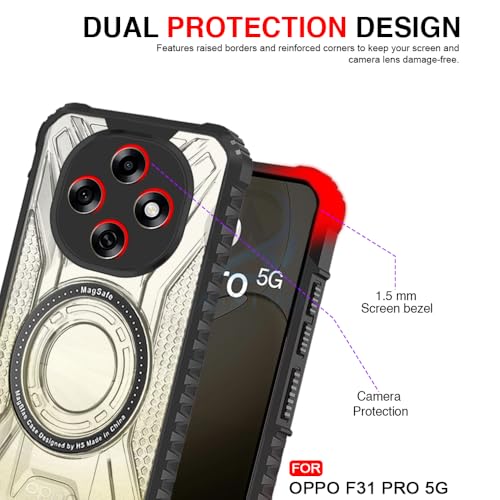 Image of AESTMO Hybrid Shockproof Back Cover Case for Oppo F31 Pro 5G Compatible with MagSafe | Hard Back Case Cover for Oppo F31 Pro 5G (PC & TPU, Translucent Back, Black Sides)
