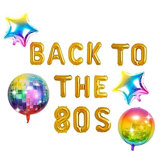 JeVenis 5 st tillbaka till 80-talet ballongbanderoll 80-tal retro festballong 80-tal festdekorationer 80-tal festtillbehör 80-tal temafest
