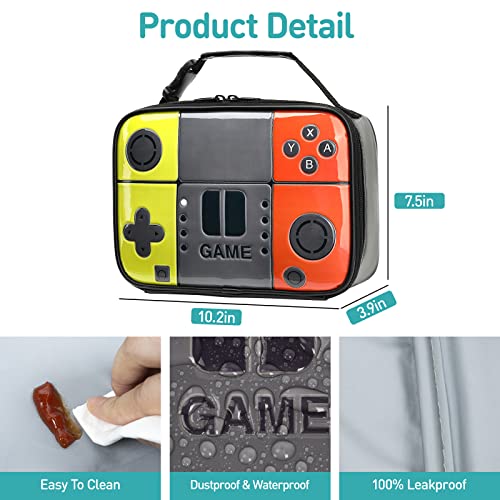 Tongtai Kids Lunch Box Boy Insulated Lunch Bag Game Leather Thermal Lunch Bag For School Insulated Cooler Bag Game Lunch Boxes For Boys Girls Kids Toddlers Teen #TOP2