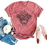 Cow Shirts for Women Cute Cattle Cowgirl T-Shirt Funny Animal Cow Graphic Tee Casual Short Sleeve...