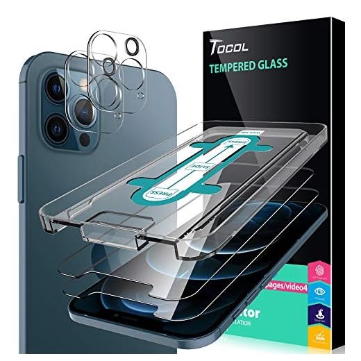 TOCOL 5-pack kompatibel med iPhone 12 Pro Max 5G 6,7 tum, 3-pack skärmskydd härdat glas och 2-pack kameralinsskydd 9H hårdhet HD klar justering ram fodral vänlig