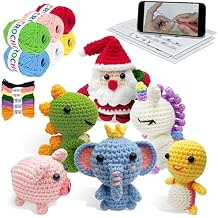 Flashbee Crochet Kit for Beginners Kids 6pcs Cute Animal Crochet Set, Christmas Gifts for 8-12 Years Old Girls, Easy to Learn Knitting Kit with Step-by-Step Video Tutorials & Clear Instructions
