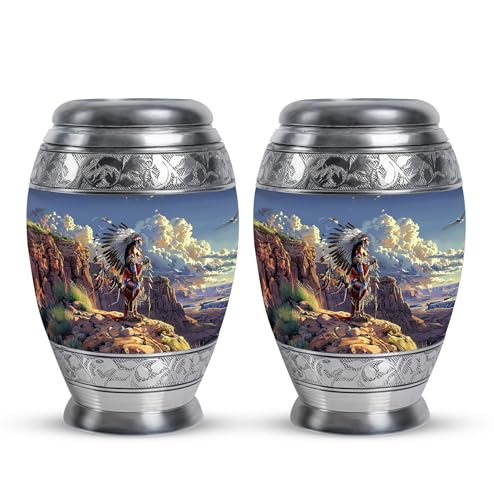 Image of Native American Themed Urns - Small Urn for Ashes - Urn for Human Ashes - Adult Cremation Urns - Urns for Ashes Adult Female Mom - (3 inch Pack of 2)