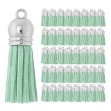 Keychain Mint Tassels & Craft Tassels from Micro Fiber: The handmade faux suede tassels with metallic acrylic tassles caps are lead-free, & serve as great mint keychain tassels charms, small tassels for crafts, beading tassels, & leather bookmark tas...