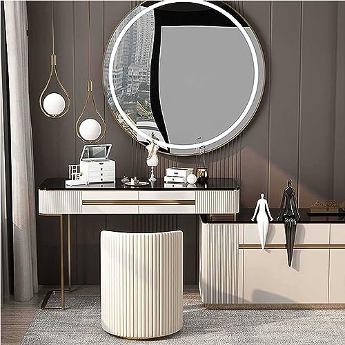 Evita dolores de espalda con esta silla de maquillaje con respaldo de cuero acolchado para tocador 5