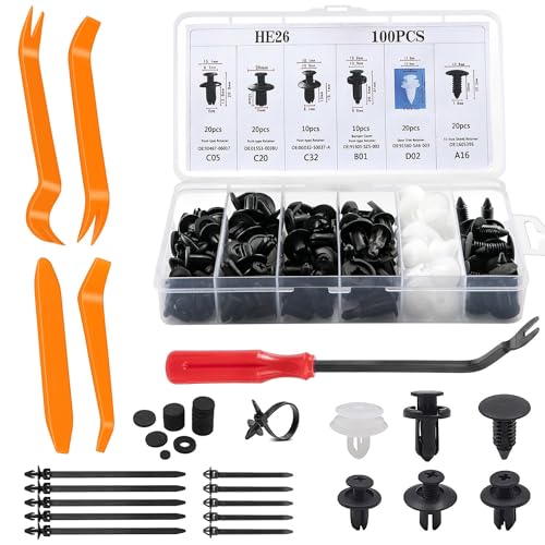 Image of 135 Pcs Car Retainer Clips, Plastic Car Body Trim Clips Kit, Car Fixing Clips, Auto Body Fastener Rivet Trim Clips, with Fastener Rivet Clips, Auto Trim Removal Tools, Cable Ties, Sponge-cushions