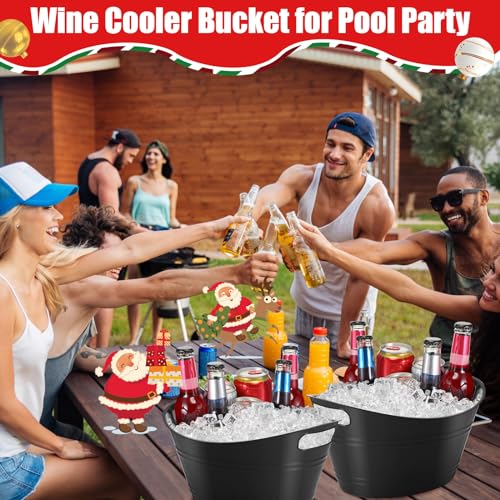 Norme 24 Pcs Oval Storage Tub with Handles, 4.5l Plastic Ice Buckets Bulk for Wine Beer Champagne Drink Cooler Beverage Storage Tub for Parties BBQ Weddings Party Outdoor Celebration(Black) by Norme - Image 7