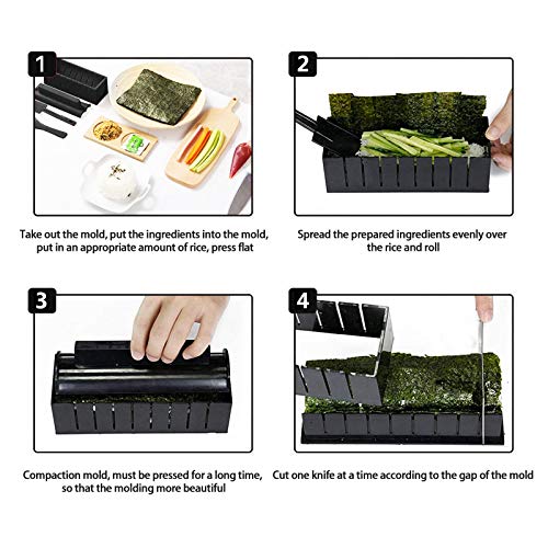 Sushi Making Kit, Yiimo 12Pcs Sushi Maker, Fun Sushi Rice Roll Diy Tool Set For Beginners, Easy To Clean Premium Plastic Plates Moulds Chopsticks Spatula For Home Kids Party #TOP2