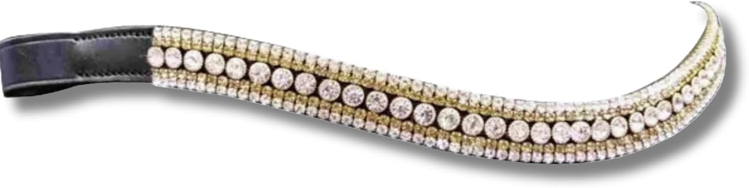 Leather English Bridle Soft Padded Browband Crystals for Horse Bridles Sparkly Bling Diamond Decorated Bling Dressage M 45