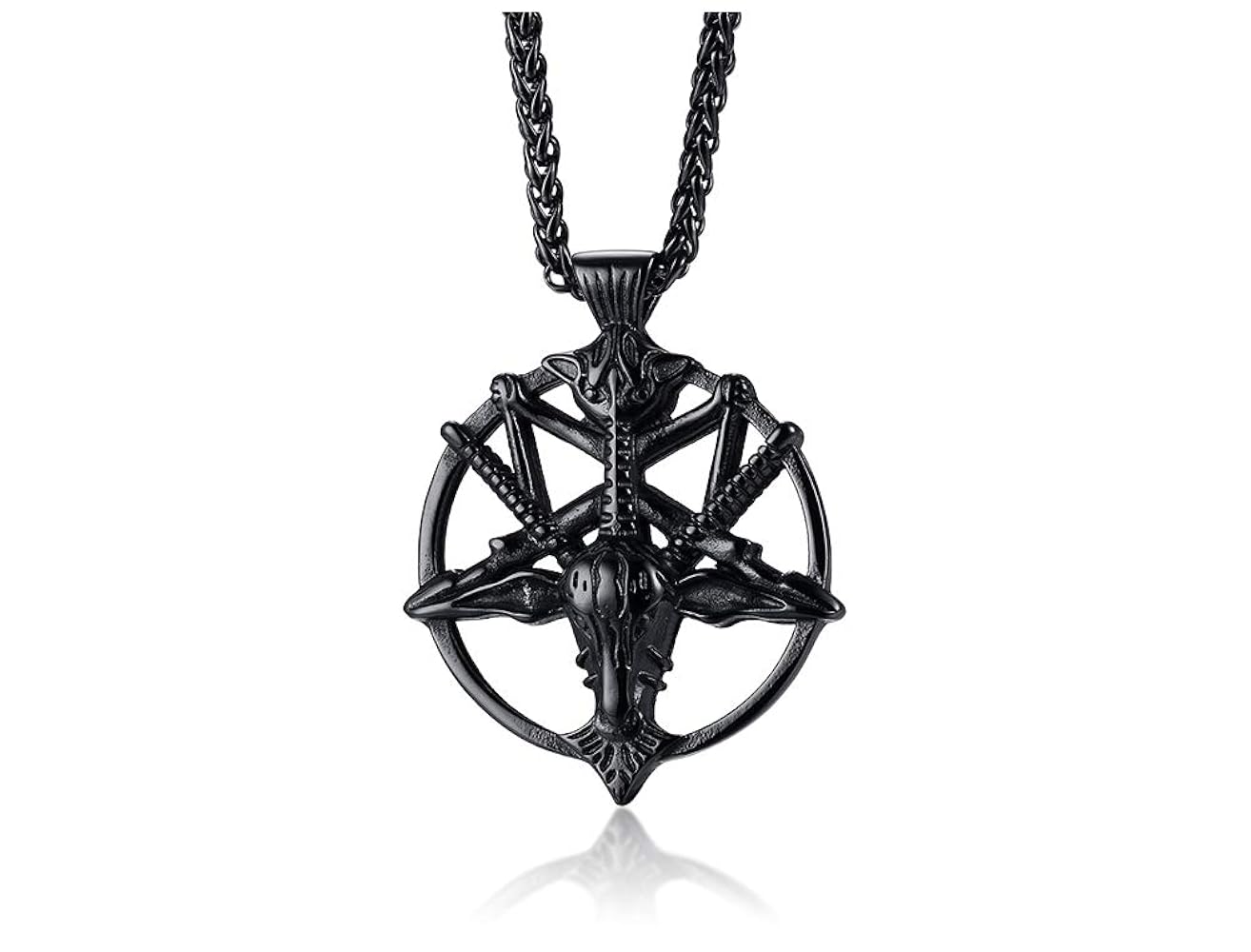 Collana Uomo Baphomet In Acciaio Inox - Ciondolo Satana Lucifero Per Stile Rock E Hip Hop - Foto 12
