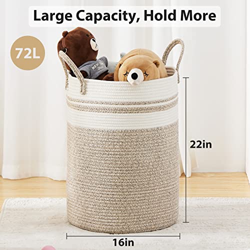 Fiona s magic Woven Laundry Hamper 58L Tall Blanket Storage Brown and White - image 3