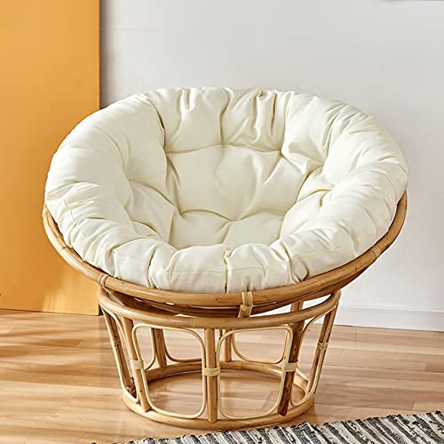 WJS Papasan Coussins De Chaise,Coussin Fauteuil Papasan,Coussin Fauteuil Rotin avec Sangles De Positionnement,Épaissir Imperméable Antidérapant,Beige,110cm(sans Chaise)(Size:80 * 80cm,Color:Blanche)