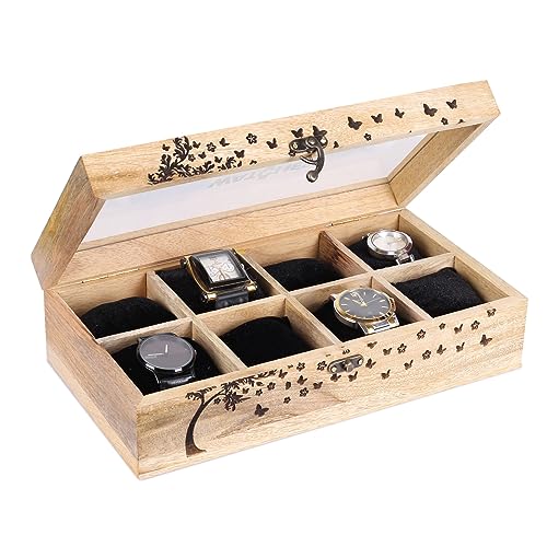 Royal Craft Expertise Watch Box For Men and Women, 8 Slot Watch Box Organizer For Men, Watch Holder For Women, Wooden Watch Box, Christmas, Anniversary, Valentine;s Day, Father’s Day, (8 slot)