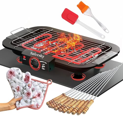 SAFERSKY Electric Barbeque Grill For Home 2000W Electric Bbq Gril...