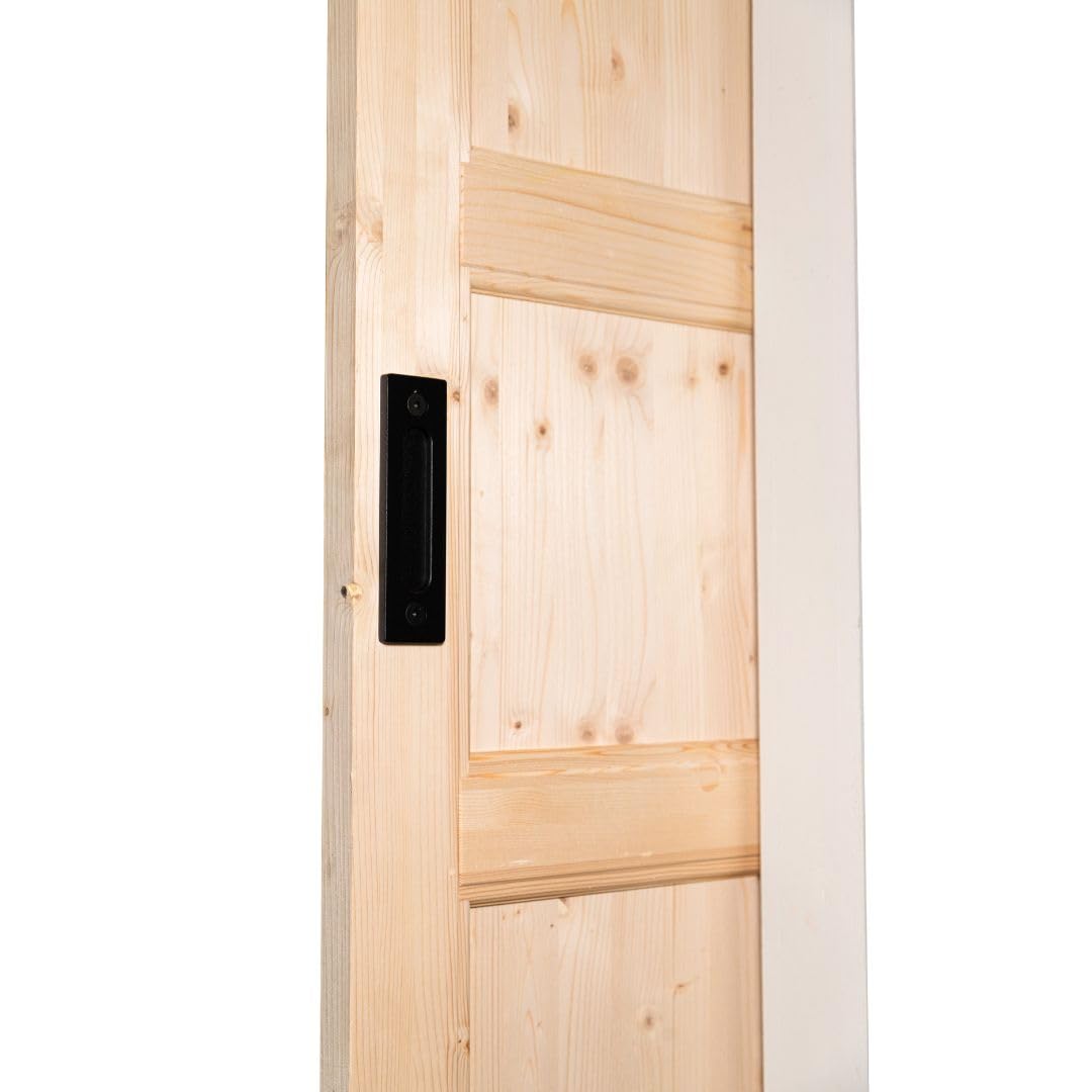 Porta Abete Grezzo Scorrevole Esterno Muro - 210 x 70 - Reversibile - Kit Carrello e Maniglia Incluso
