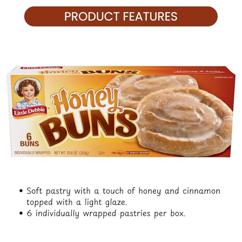 Image of Little Debbie Honey Buns, 36 Individually Wrapped Breakfast Pastries (6 Boxes)