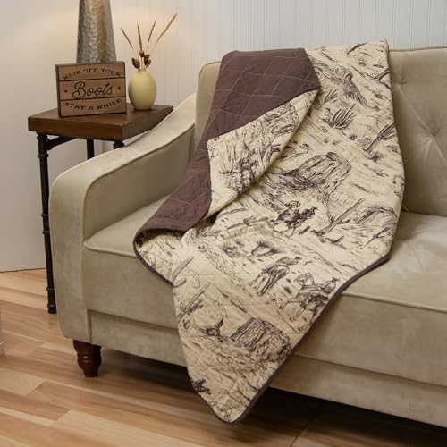 Image of Donna Sharp Pieced Cotton Throw – Cowboy Cotton Contemporary Throw Quilt Measures 50” x 60” – Machine Washable