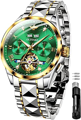 Image of OUPINKE Watches for Men Automatic Skeleton Self Winding Dress Wrist WatchBusiness Waterproof Luminous Tungsten