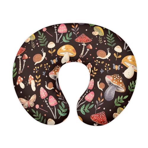 Image of Psesaysky Cute Mushroom Baby Nursing Pillow Cover for Bottle Feeding, Stain Resistant Soft Breastfeeding Pillow Slipcover Breathable Pillow Cover for Infant Snug