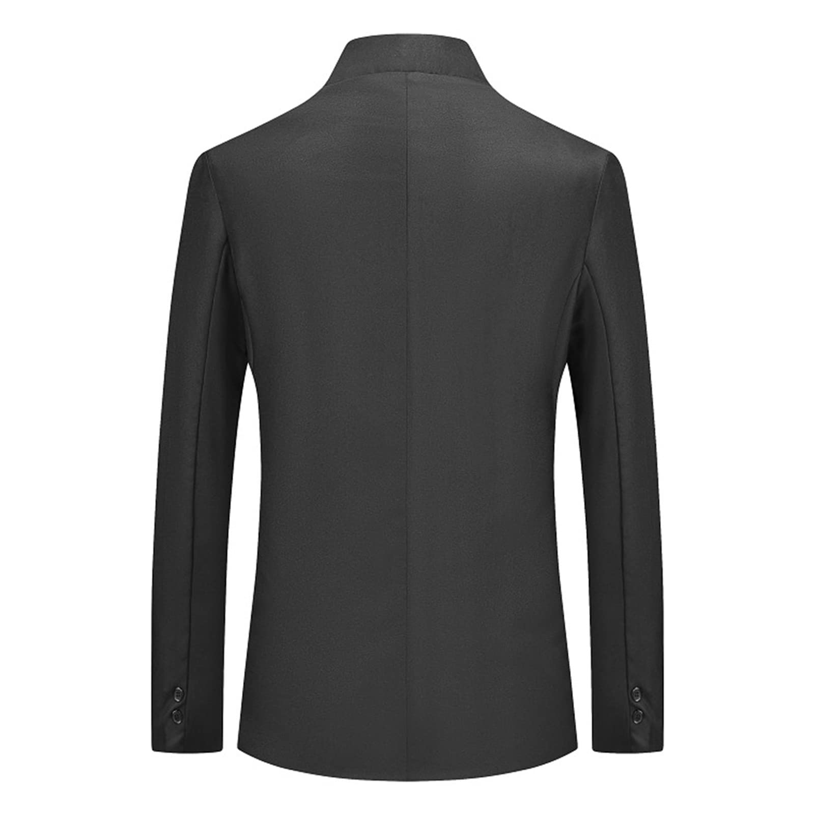 Men's Casual Slim Fit Blazer 3 Buttons Stand Collar Business Sports Coats Lightweight Single Breasted Prom Jacket (Black,Large)
