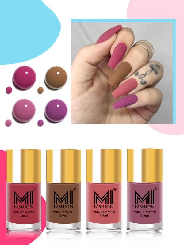 MI Fashion Nail Polish Sets For Women Matte Finish Nail Polish Set For Christmas 4 Festive Colors For Elegant Nails Tan, Nude, Candy Cotton, Nude Spring 9.9ml each-image-38