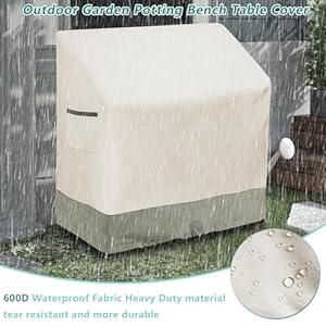 Outdoor Garden Potting Bench Table Cover with Split Zipper,Heavy 600D Duty Waterproof Anti-UV All Weather Protection,47" x 20" x 47" -Beige Outdoor Garden Potting Bench Table Cover with Split ZipperHeavy 600D Duty Waterproof Anti UV All Weather Protection47 x 20 x 47 Beige