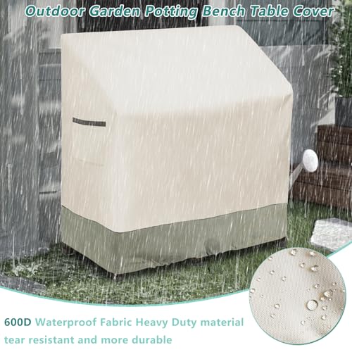 Outdoor-Garden-Potting-Bench-Table-Cover-with-Split-ZipperHeavy-600D-Duty-Waterproof-Anti-UV-All-Weather-Protection47-x-20-x-47-Beige Outdoor Garden Potting Bench Table Cover with Split ZipperHeavy 600D Duty Waterproof Anti UV All Weather Protection47 x 20 x 47 Beige