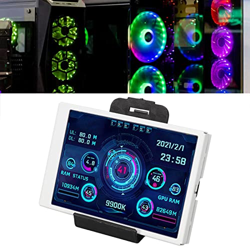 Image of Computer Temperature Monitor, Small Screen, Display for aida64 PC, CPU Data Monitor, Easy to Use for Computer Enthusiasts, 3.5 USB (White)