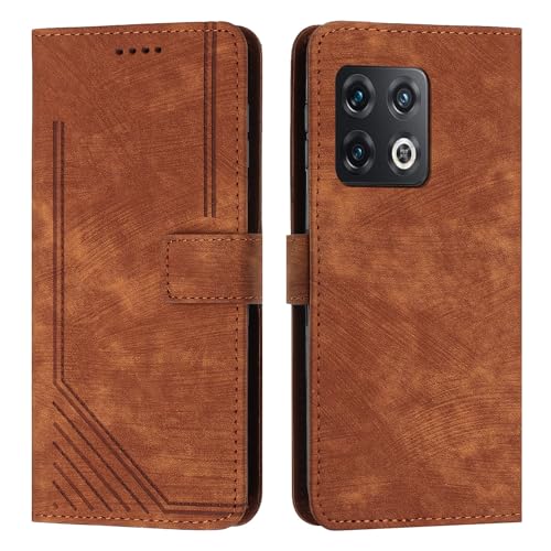 Flip cover OnePlus 10 Pro marron clapet de protection antichoc avec dragonne