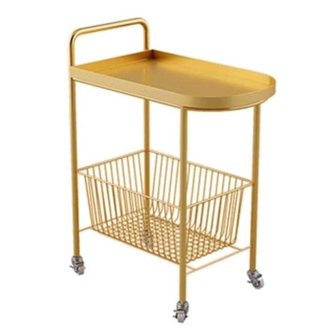 Serving Trolley Carrello Cucina Carrello Portaoggetti Da Cucina A 2 Ripiani Con Ruote Mobile In Metallo Per Casa E Hotel Dipensa o Bar(Gold)