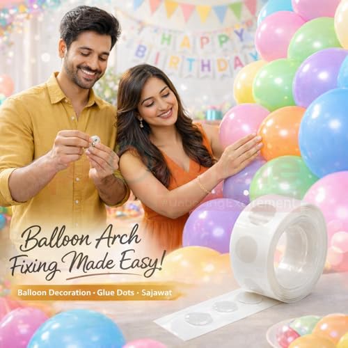 Image of Propsicle Double-Sided Glue Dots - 200 Clear Adhesive Points (2 Rolls) for Balloon Arch, Birthday Decoration, Crafts, Scrapbook, Wall & Ceiling Stickers